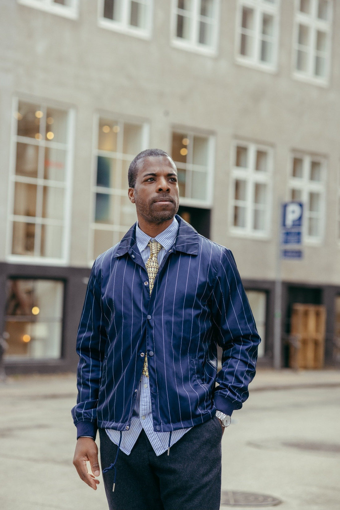 Gant Rugger Navy Striped Coach Jacket