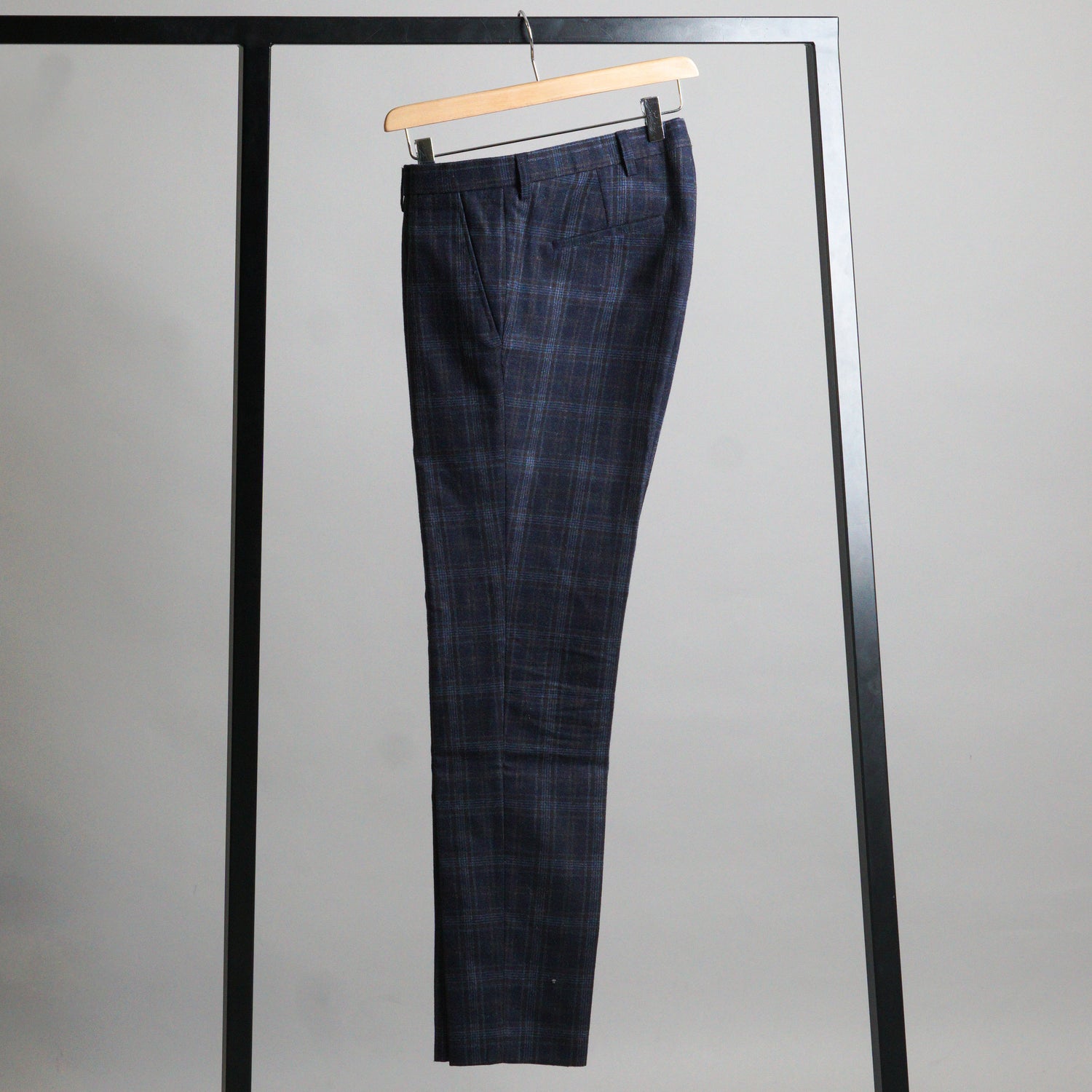 Bertoni Sky Captain Dark Checkered Dress Pants