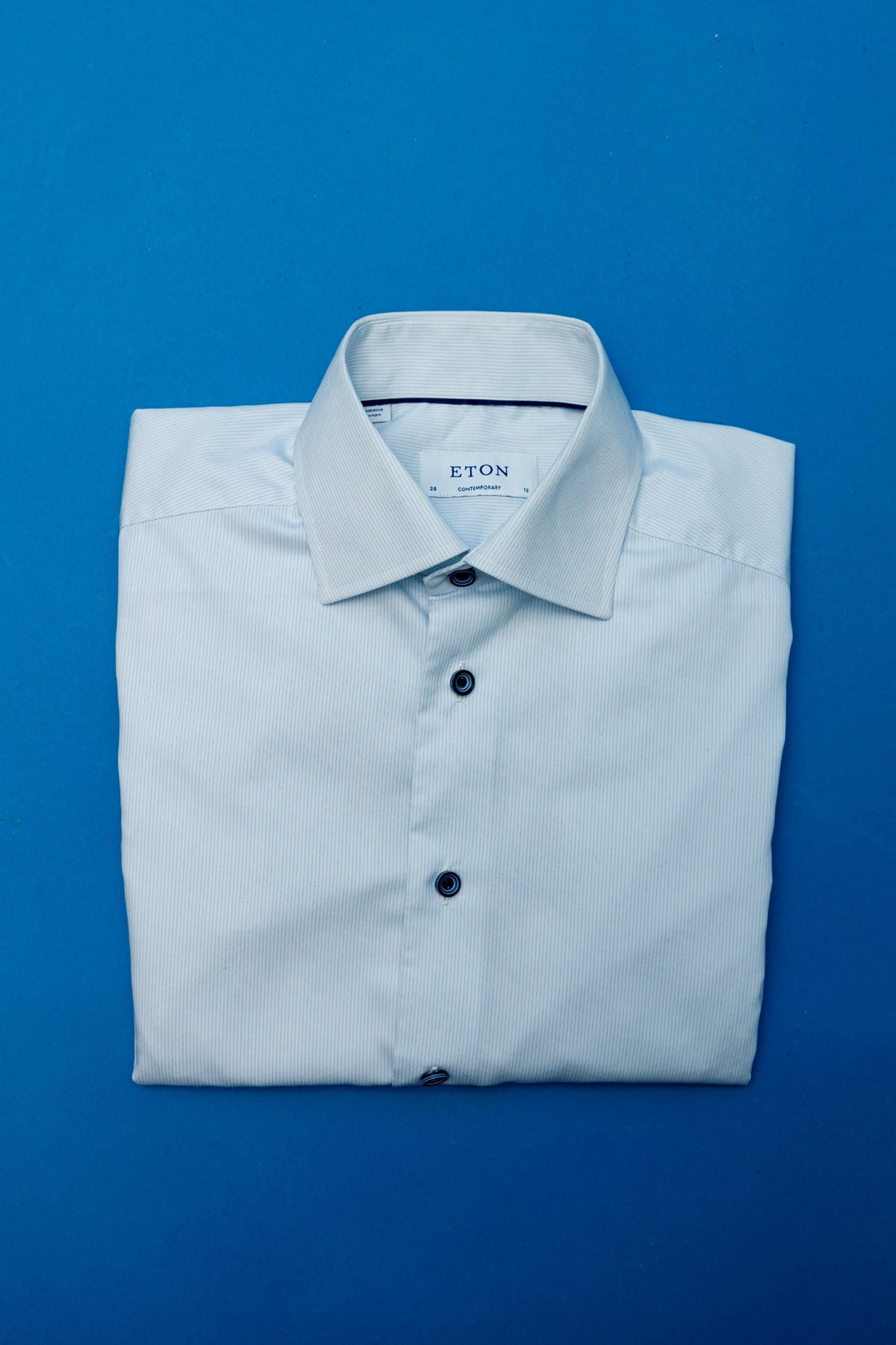 Eton Contemporary White &amp; Light Blue Striped Shirt