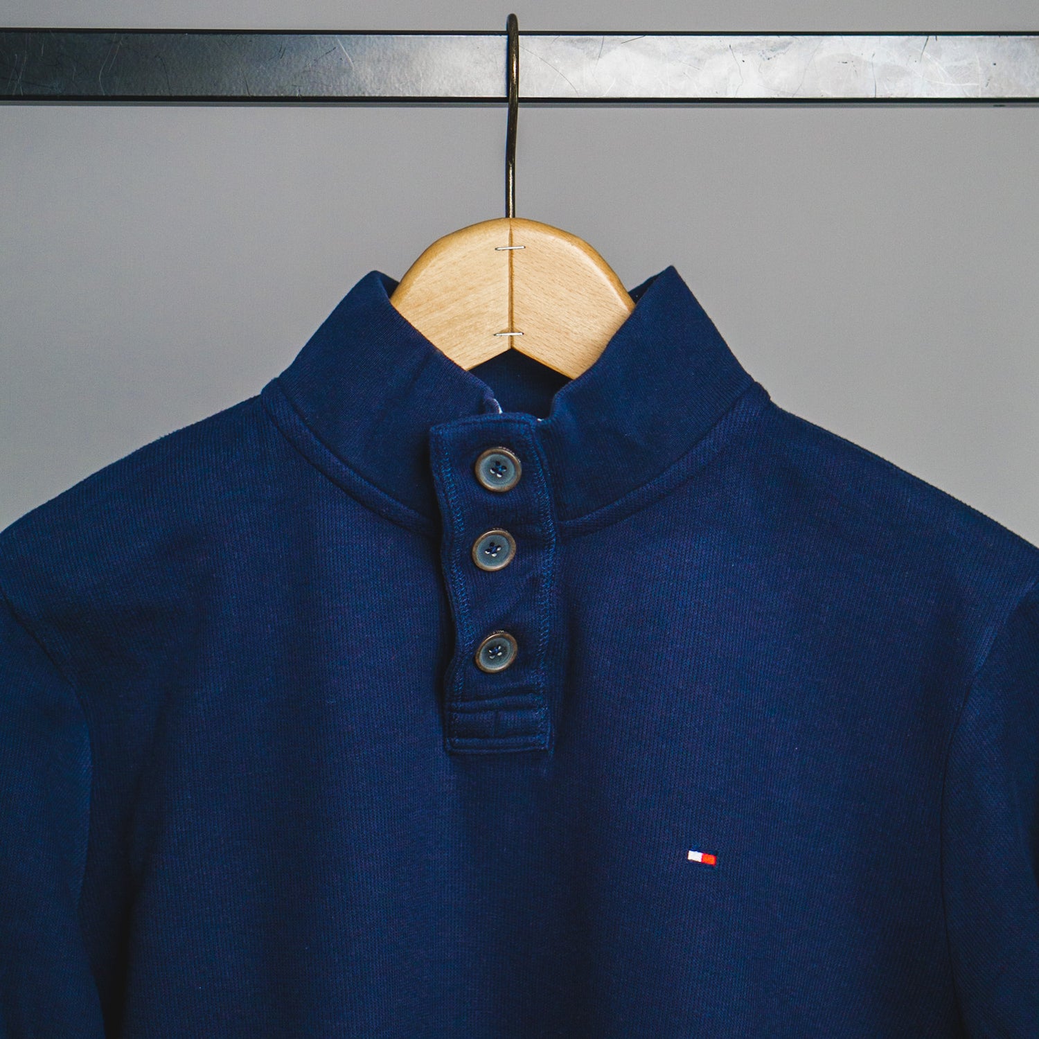 Tommy Hilfiger Darkblue Top-Button Cotton Knit