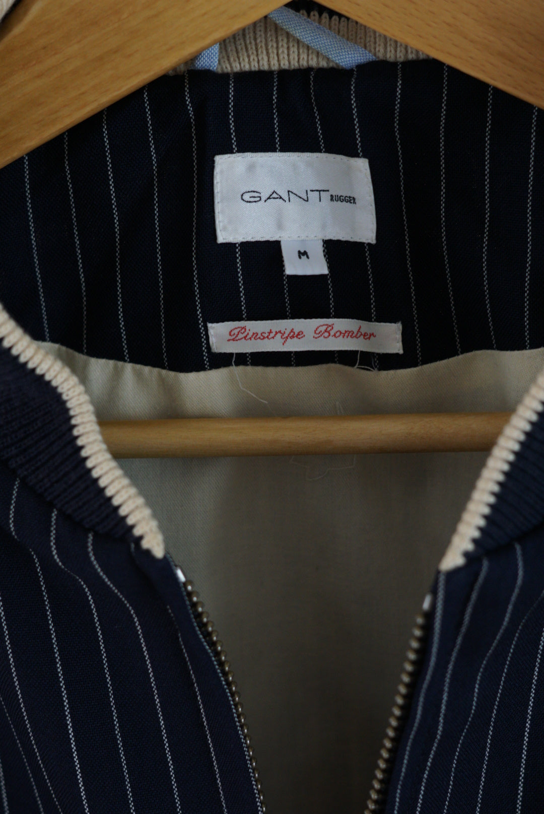 Gant Rugger Blue &amp; White Pinstripe Bomber Jacket